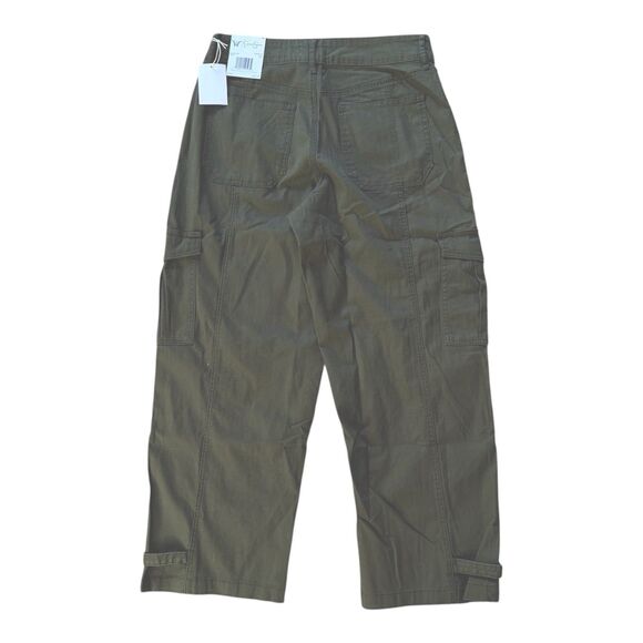 Jessica Simpson Pants Women 10 Green Flat Front Cargo Pant NWT Adjustable Hem - Picture 2 of 11